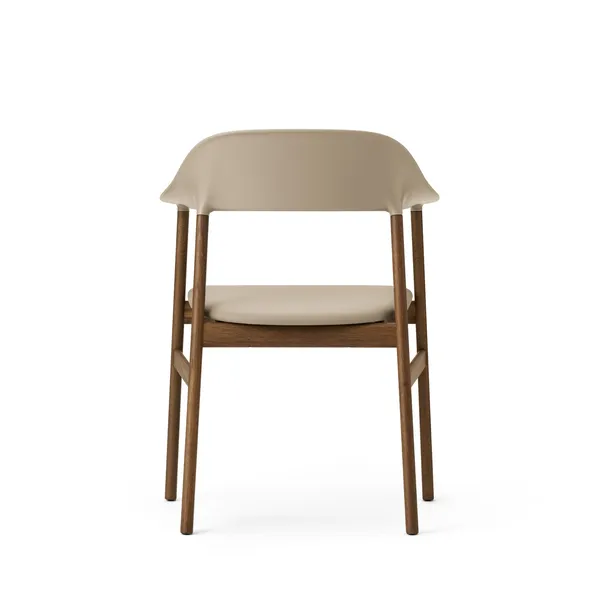 Herit Dining Chair w. Armrests Leather Upholstered Smoked Oak/Sand