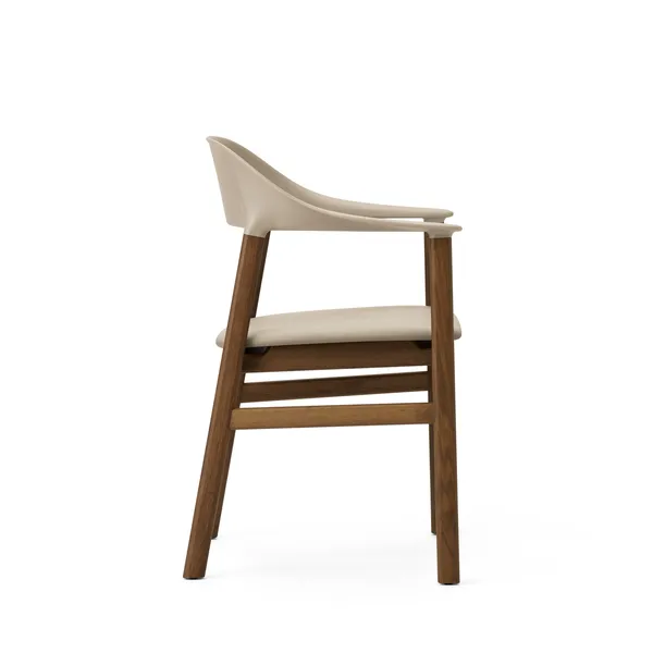 Herit Dining Chair w. Armrests Leather Upholstered Smoked Oak/Sand