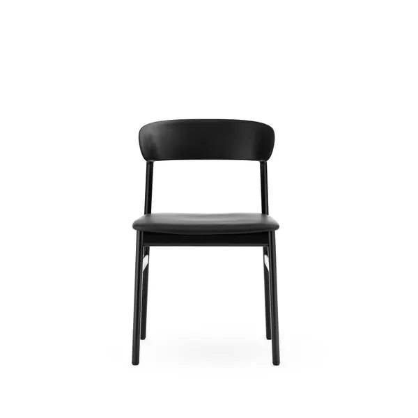 Herit Dining Chair Leather Upholstered Black Oak