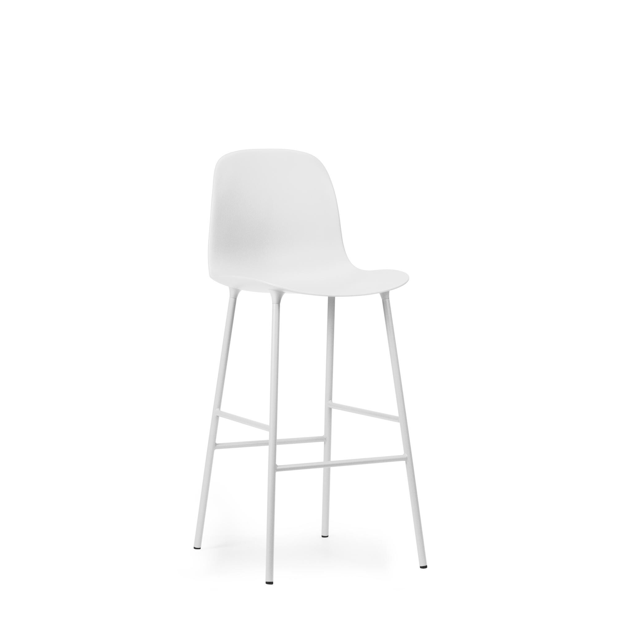 Form Barstol med Ryglæn H75 cm Hvid/Hvid Stål