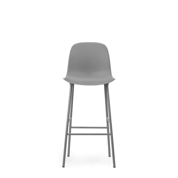 Form Bar Stool with Backrest H75 cm Gray/ Gray Steel