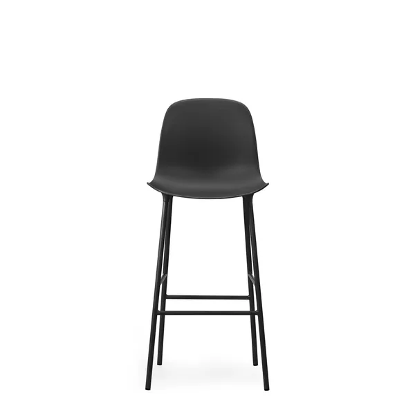 Form Bar Stool with Backrest H75 cm Black/ Black Steel