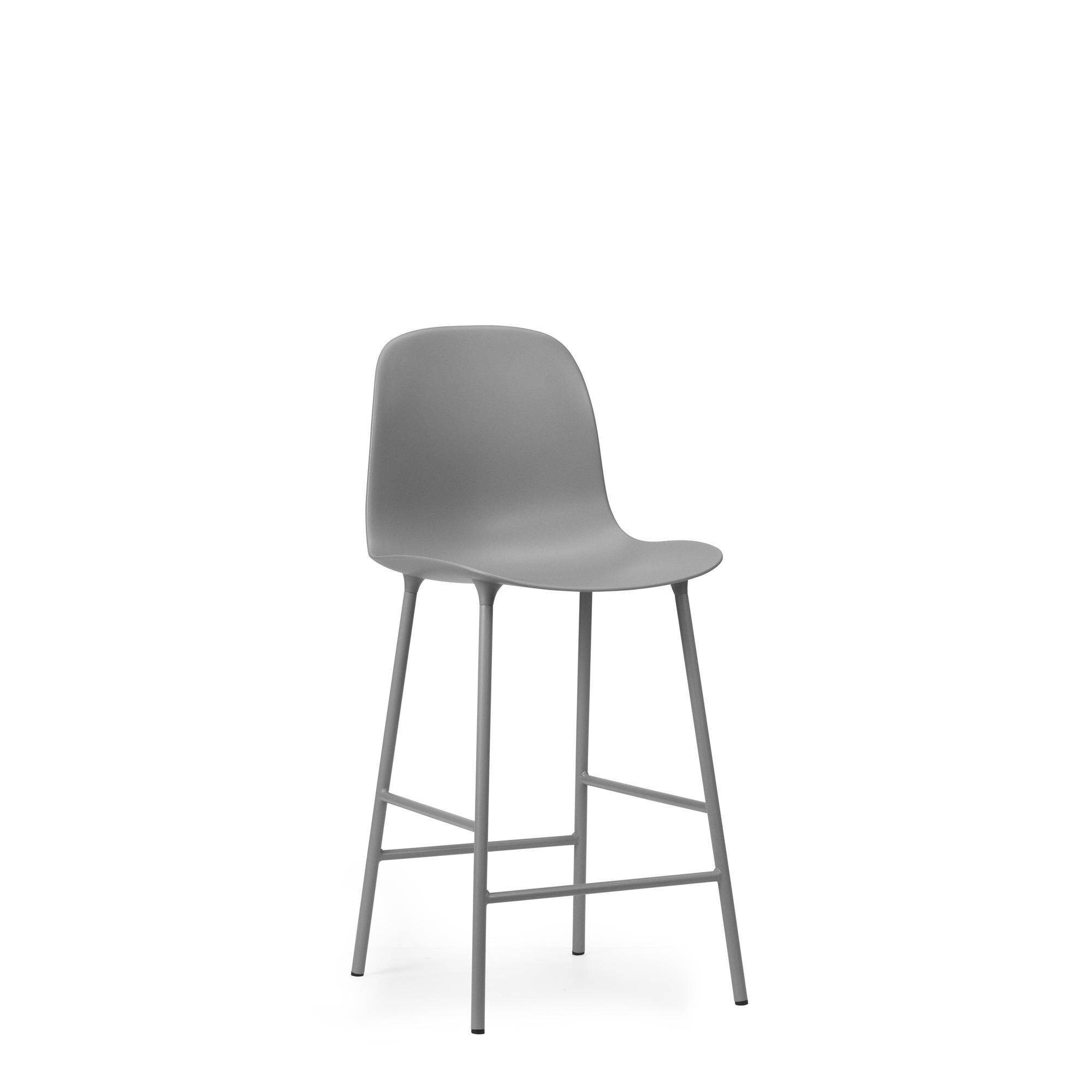 Form Barstol med Ryglæn H65 cm Grå/Grå Stål