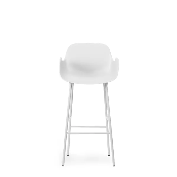 Form Bar Stool with Backrest and Armrests H75 cm White/ White Steel