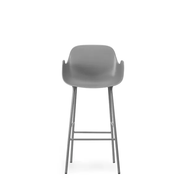 Form Bar Stool with Backrest and Armrests H75 cm Gray/ Gray Steel