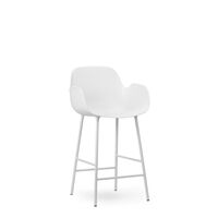 Form Bar Stool with Backrest and Armrests H65 cm White/ White Steel