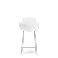 Form Bar Stool with Backrest and Armrests H65 cm White/ White Steel