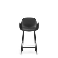 Form Taburete de Bar con Respaldo y Reposabrazos Al. 65 cm Negro/ Acero Negro