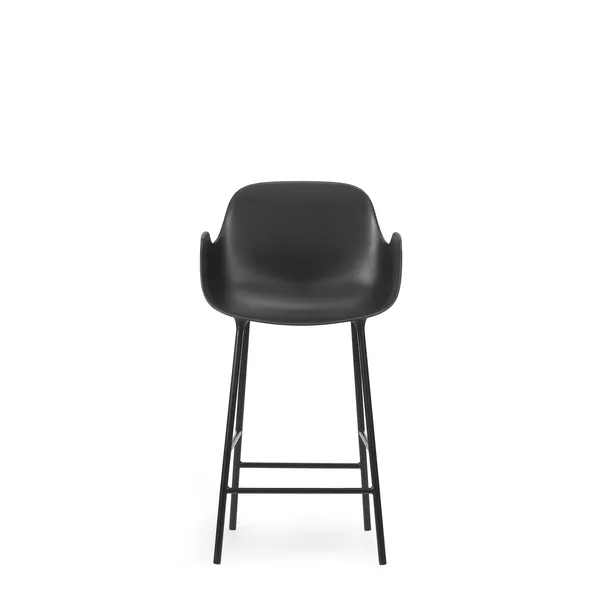 Form Taburete de Bar con Respaldo y Reposabrazos Al. 65 cm Negro/ Acero Negro