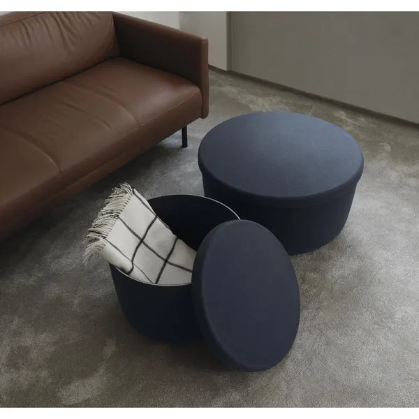 Hide Storage Pouf Klein Stahlblau