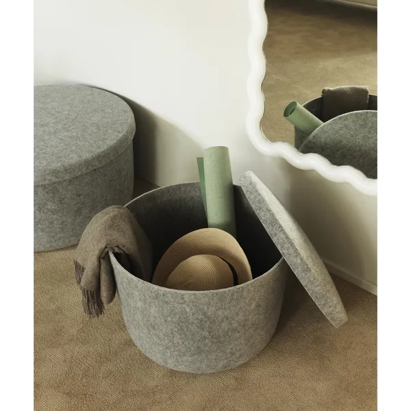 Hide Storage Pouf Klein Stahlblau