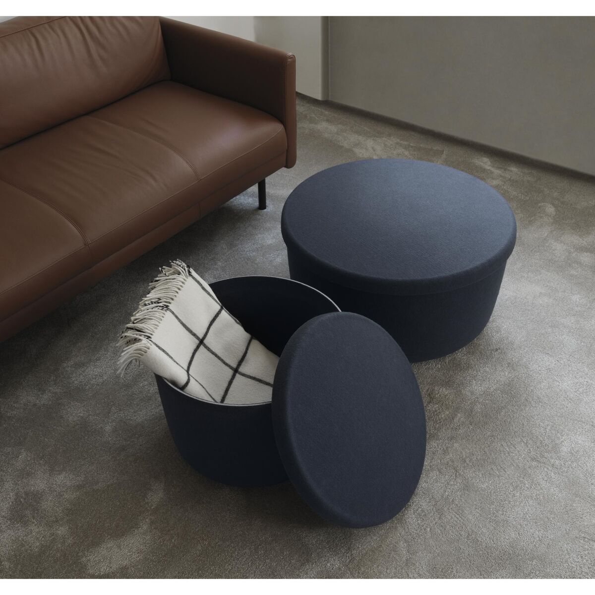 Hide Storage Pouf Small Gray