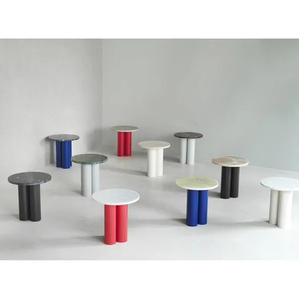 Dit Table d'Appoint Vert Clair/Travertin Argent