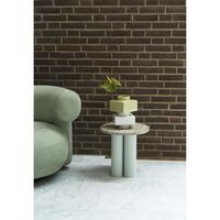 Dit Table d'Appoint Vert Clair/Travertin Argent