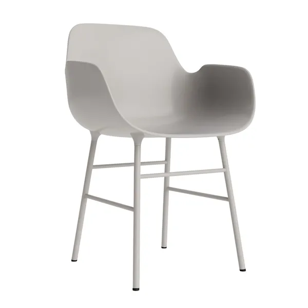 Silla de Comedor Form con Reposabrazos Gris Claro/acero