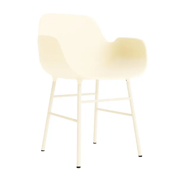 Form Dining Chair With Armrests Cream/Steel