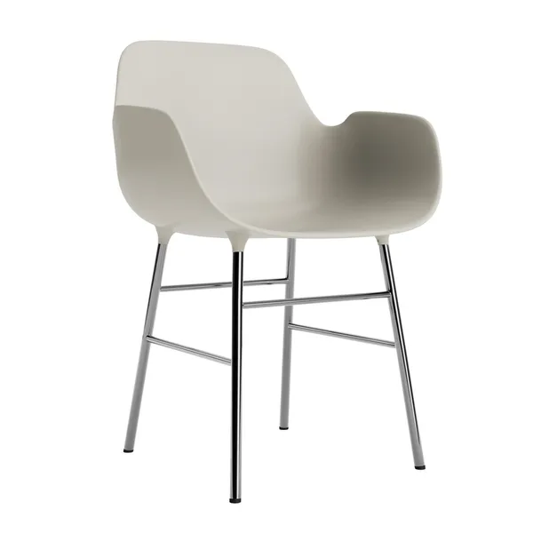 Form Dining Chair With Armrests Light Gray/ Chrome