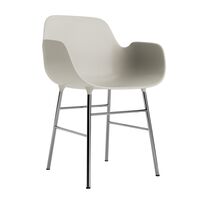 Form Dining Chair With Armrests Light Gray/ Chrome