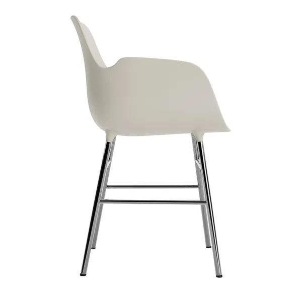 Form Dining Chair With Armrests Light Gray/ Chrome