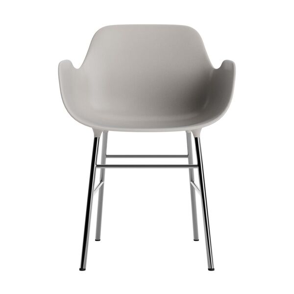 Form Dining Chair With Armrests Warm Gray/ Chrome