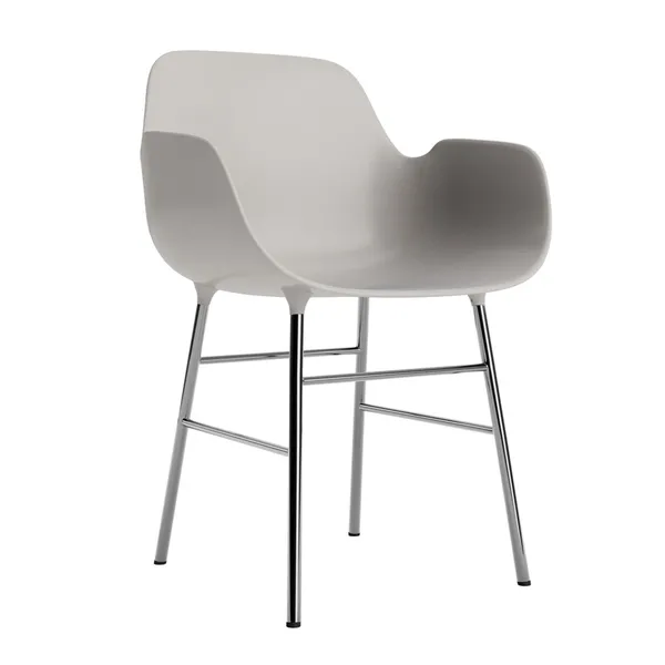 Form Dining Chair With Armrests Warm Gray/ Chrome