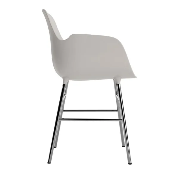 Form Dining Chair With Armrests Warm Gray/ Chrome