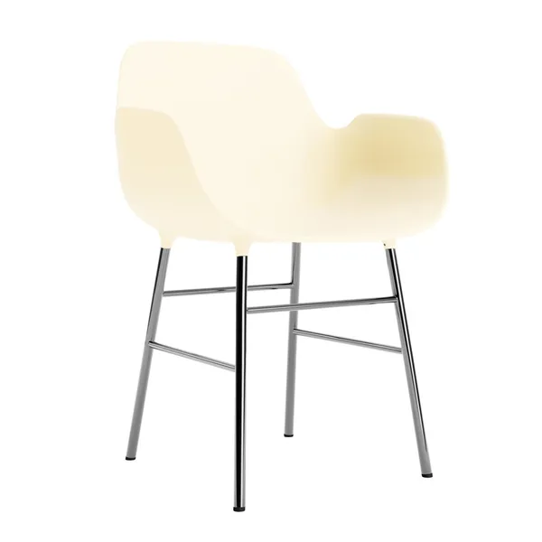 Shape Dining Chair With Armrests Cream/ Chrome