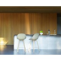 Matt Bar Stool With Back 65 cm Beech/ Cream/Hemp