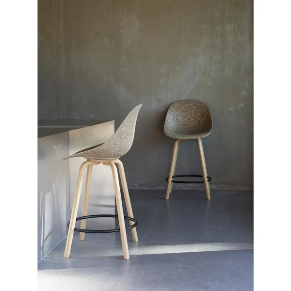 Matt Bar Stool With Back 65 cm Beech/ Cream/Seaweed