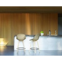 Matt Bar Stool With Back 65 cm Beech/ Black/Hemp