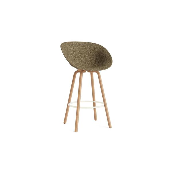Matowy Bar Stool Z Podłokietnikami 75 cm Buk/ Kremowy/Algi