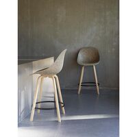 Tabouret de Bar Mat avec Accoudoirs 75 cm Hêtre/ Crème/Algue