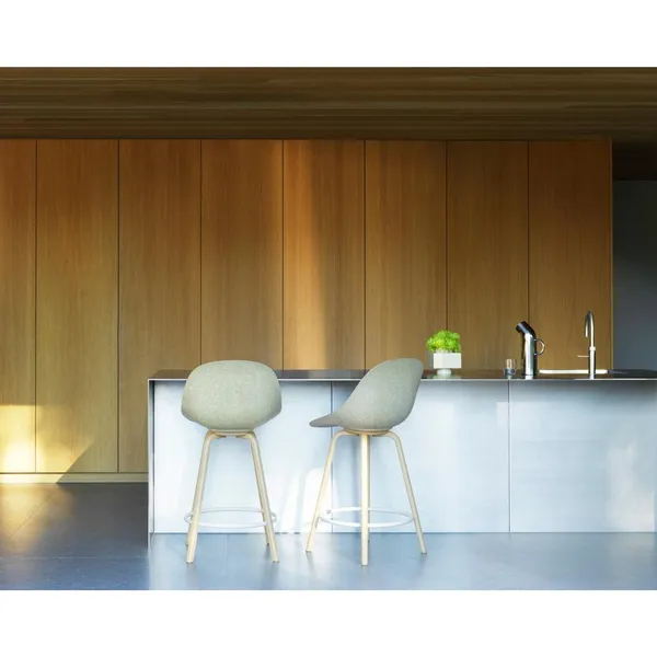 Tabouret de Bar Mat avec Accoudoirs 75 cm Hêtre/ Crème/Algue