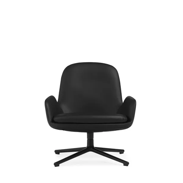 Era Fauteuil Bas avec Pivotant Aluminium Noir/Cuir Noir 41599