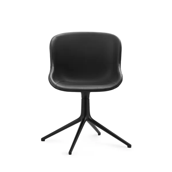 Hyg Drehstuhl Gepolstert Schwarz Aluminium/ Schwarz Leder in 41599