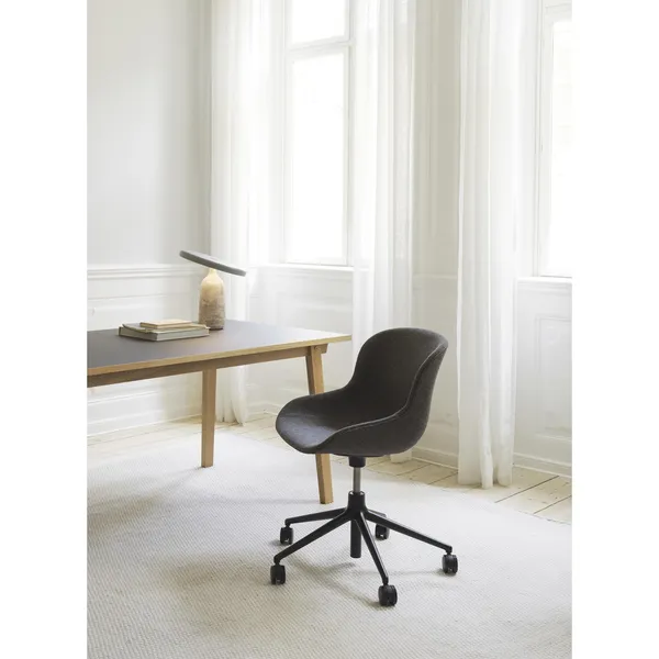 Hyg Kontorstol med Hjul Polstret Sort Aluminium/Main Line Flax MLF20