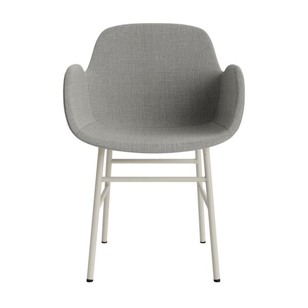 Form Chaise de Salle à Manger avec Accoudoirs Rembourrés Groupe 2 Gris clair/Acier