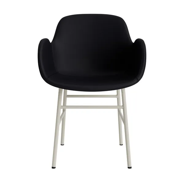 Form Dining Chair With Armrests Upholstered Group 7 Warm Gray/ Steel