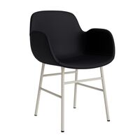 Form Dining Chair With Armrests Upholstered Group 7 Warm Gray/ Steel