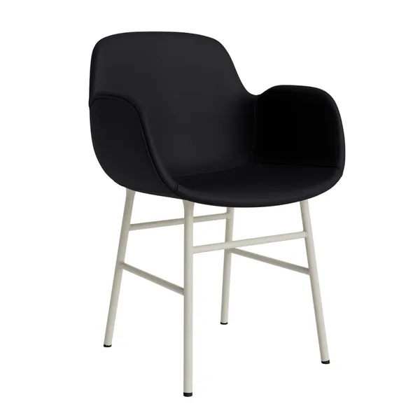 Form Dining Chair With Armrests Upholstered Group 7 Warm Gray/ Steel