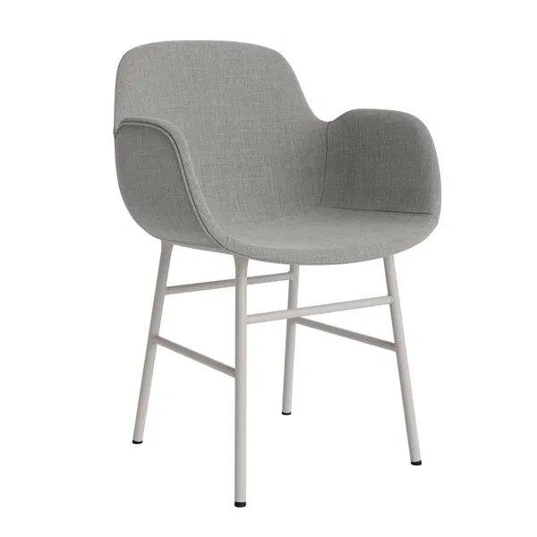 Form Dining Chair With Armrests Upholstered Group 2 Warm Gray/ Steel