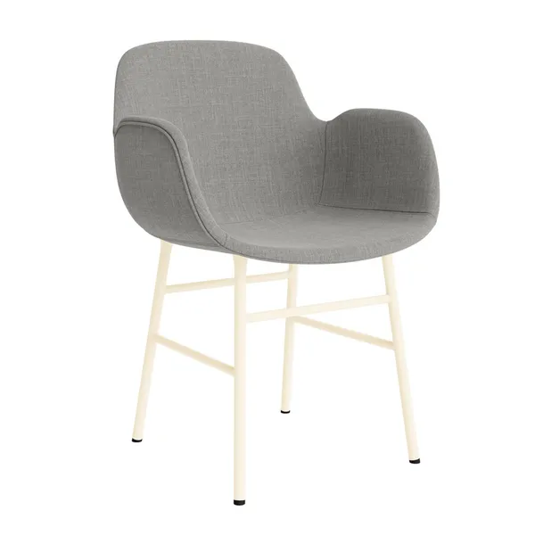 Form Dining Chair With Armrests Upholstered Group 2 Cream/ Steel