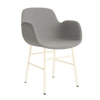 Form Dining Chair With Armrests Upholstered Group 2 Cream/ Steel