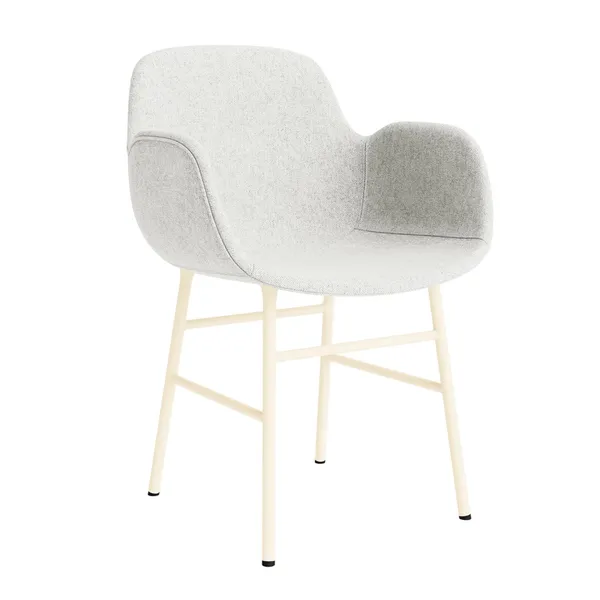 Form Dining Chair With Armrests Upholstered Group 5 Cream/ Steel