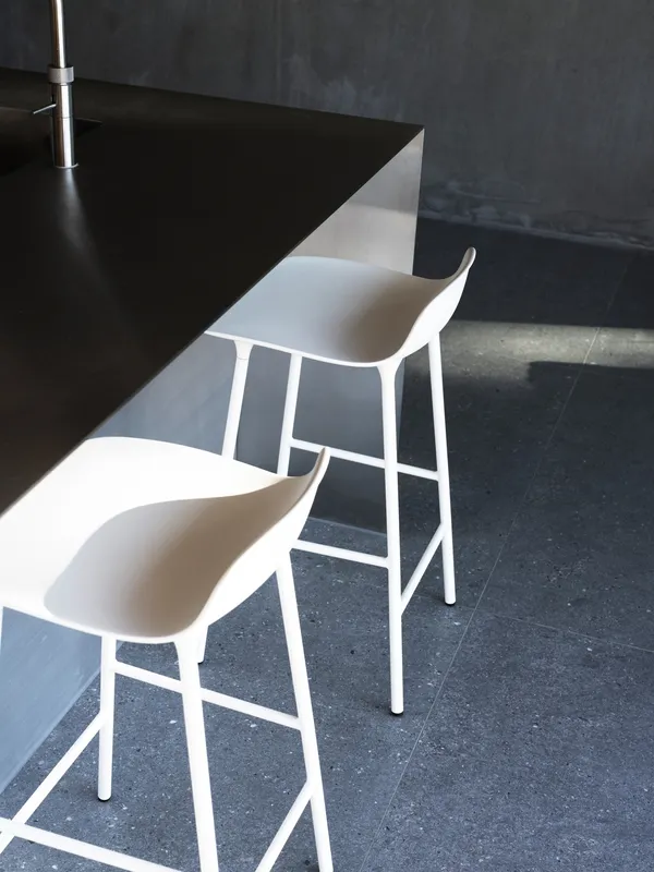 Form Bar Stool 65 cm Upholstered Group 2 Light Gray/ Steel