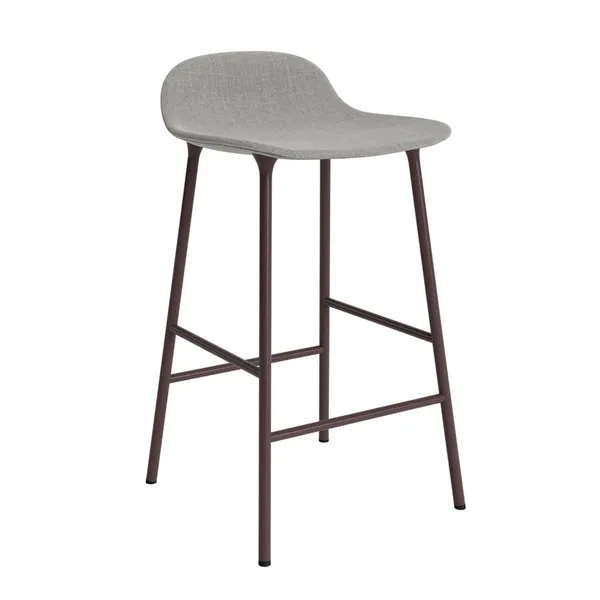 Form Bar Stool 65 cm Upholstered Group 2 Brown/ Steel