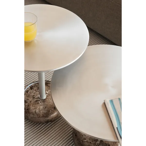 Ton Side Table Small Brown Marble/ Aluminum