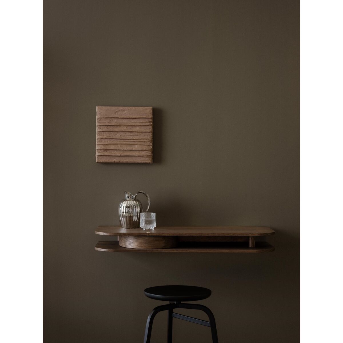 Valet Wandplank Zwart Eiken