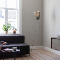 Oslo Wood Gulvlampe Gull Base & Sort Skjerm