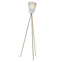 Lámpara de Pie de Madera Oslo con Base Dorada y Pantalla Azul Claro